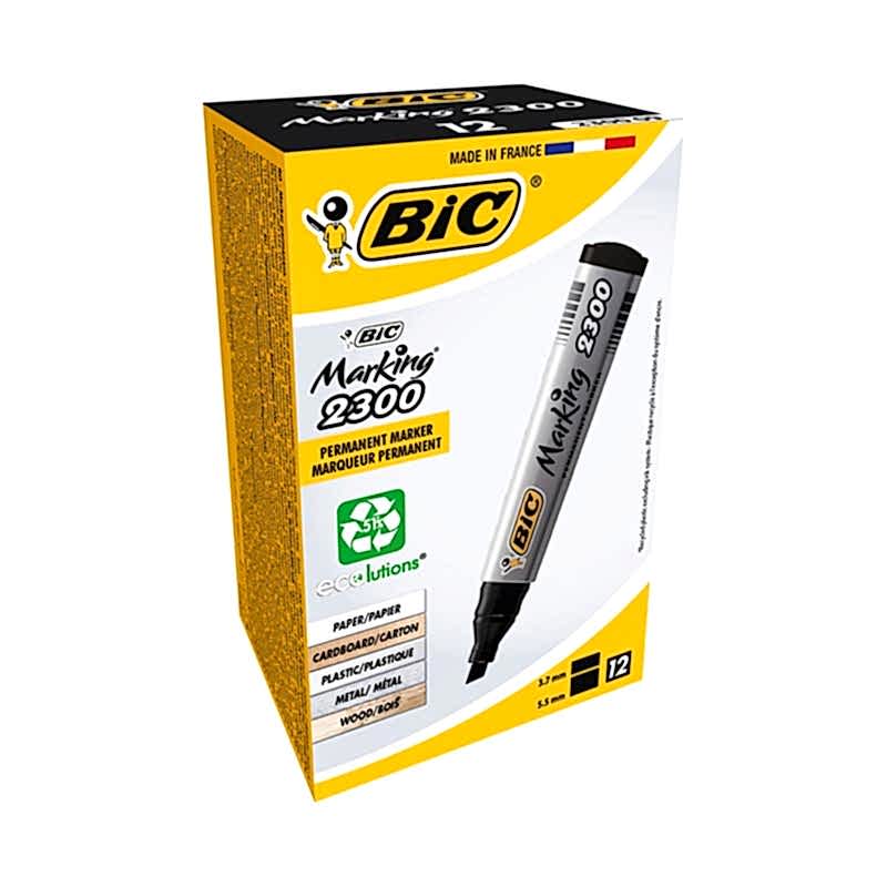 BIC 2300 Permanent Marker Kesik Uç Siyah  (12 Adet) resmi