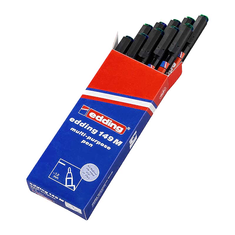 Edding 149M Silinebilir Asetat Kalemi Silgili 1.0 mm - Yeşil (10 Adet) resmi
