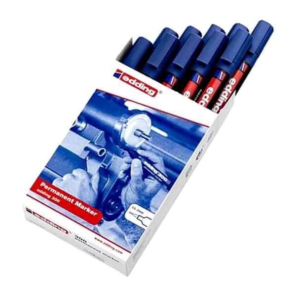 Edding E-300 Permanent Marker Kalem Yuvarlak Uç Mavi (10 Adet) resmi