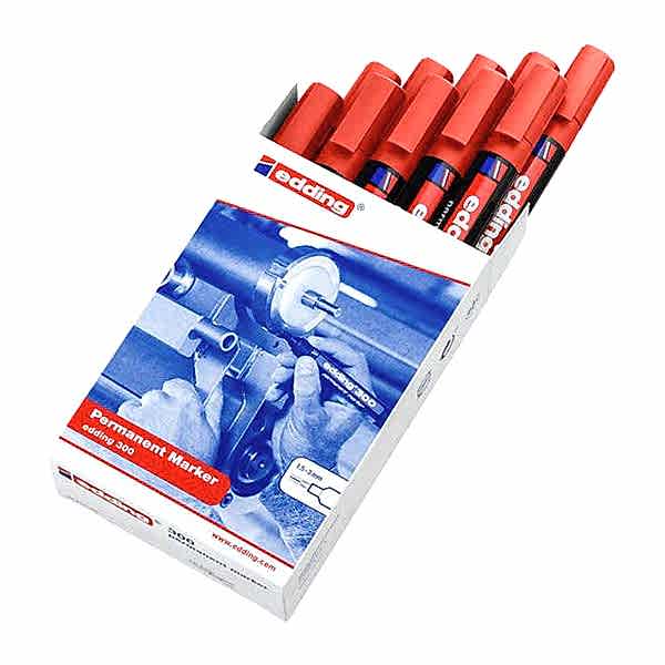 Edding E-300 Permanent Marker Kalem Yuvarlak Uç Kırmızı (10 Adet) resmi