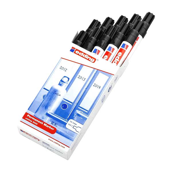 Edding 3000 Permanent Marker Kalem Yuvarlak Uç 1.5 - 3 mm - Siyah (10 Adet) resmi
