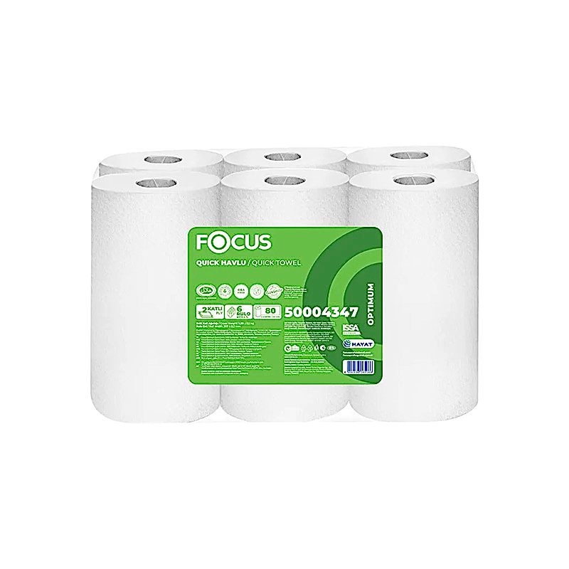 Focus Optimum Jumbo Hareketli Kağıt Havlu Çift Katlı 20,7 cm x 80 m - 6 Adet 50004347 resmi