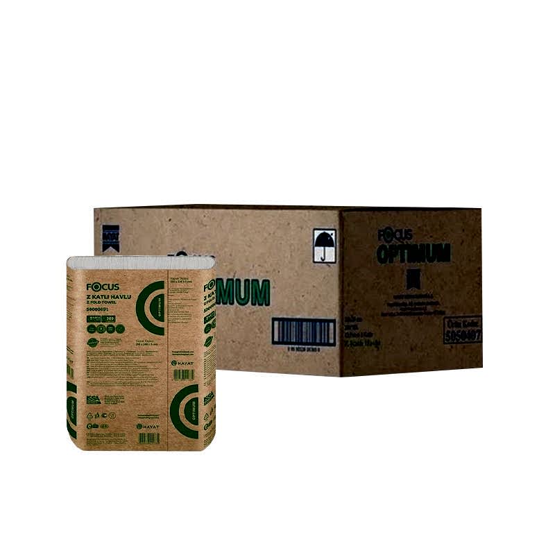Focus Optimum Z Katlı Kağıt Havlu Çift Katlı  20 x 24 cm 200 Yaprak - 12 Adet  50002498 resmi