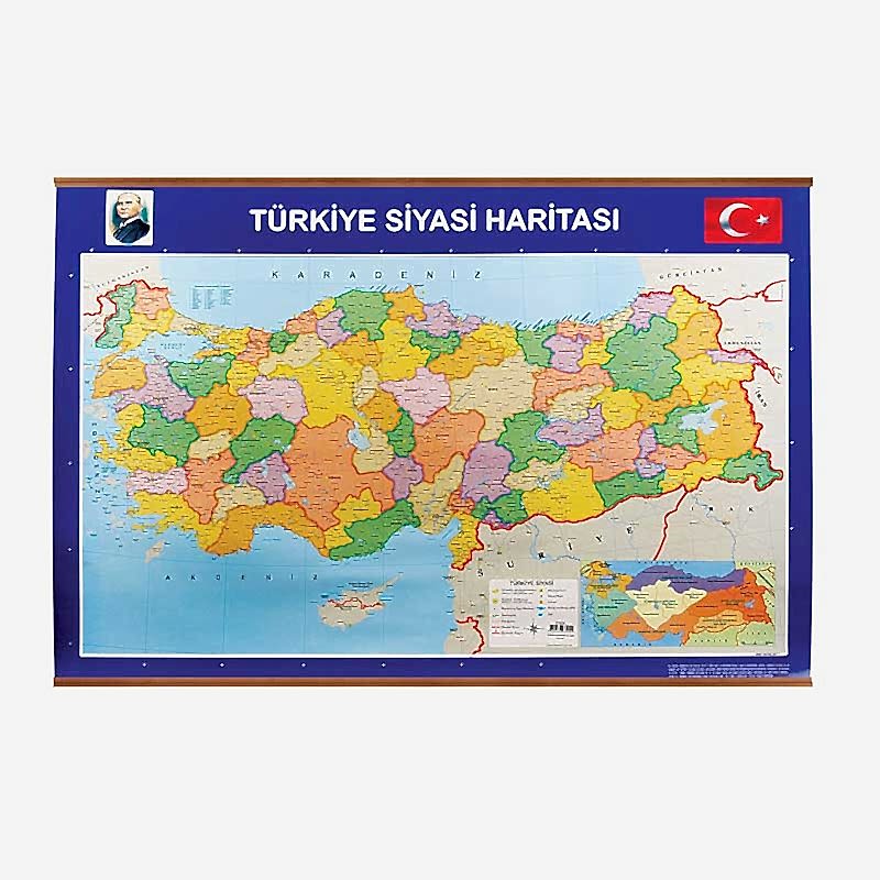 Panda Türkiye Haritası Siyasi + Fiziki Ahşap Çerçeve PAN403 resmi