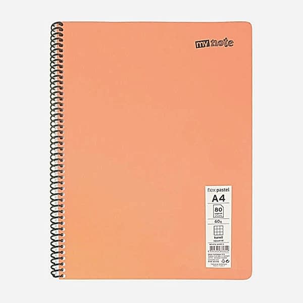 Mynote Flex Pastel Defter PP Kapak Spiralli Kareli A4 80 Yaprak