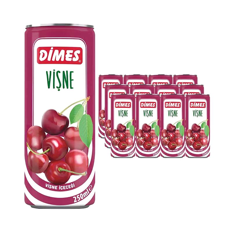 Dimes Meyve Nektari Teneke Vişne 250 ml (12 Adet) resmi