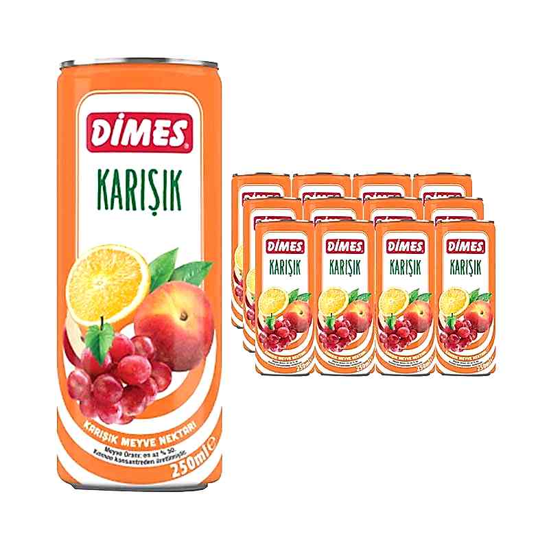 Dimes Meyve Nektari Teneke Karışık 250 ml (12 Adet) resmi