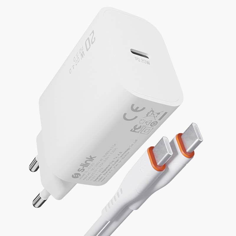 S-link SL-EC62TP Type-C Kablo Ve 20W Şarj Adaptörü resmi