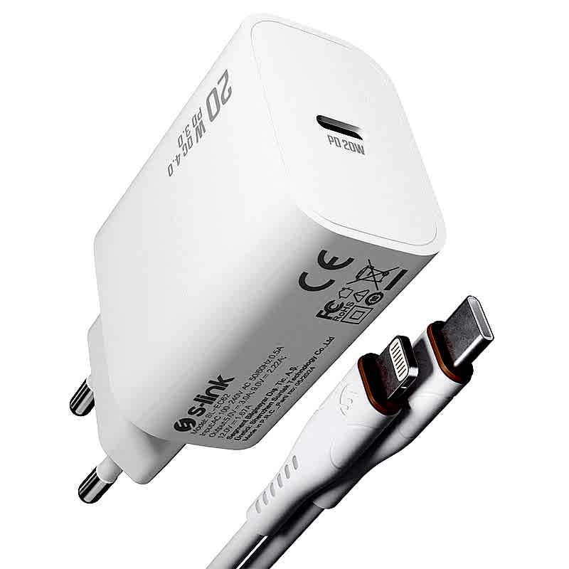 S-link SL-EC62PD Lightning Kablo ve 20W Hızlı Şarj Adaptörü resmi