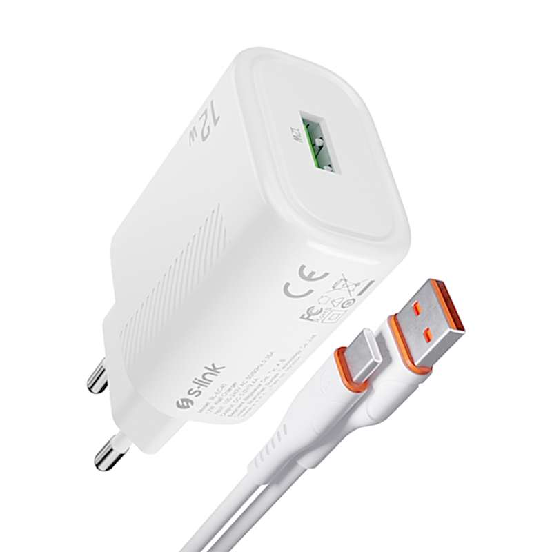 S-link SL-EC40T Type-C Kablo Ve 2400 MAh Şarj Adaptörü Beyaz resmi