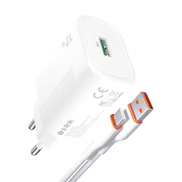 S-link SL-EC40T Type-C Kablo Ve 2400 MAh Şarj Adaptörü Beyaz resmi
