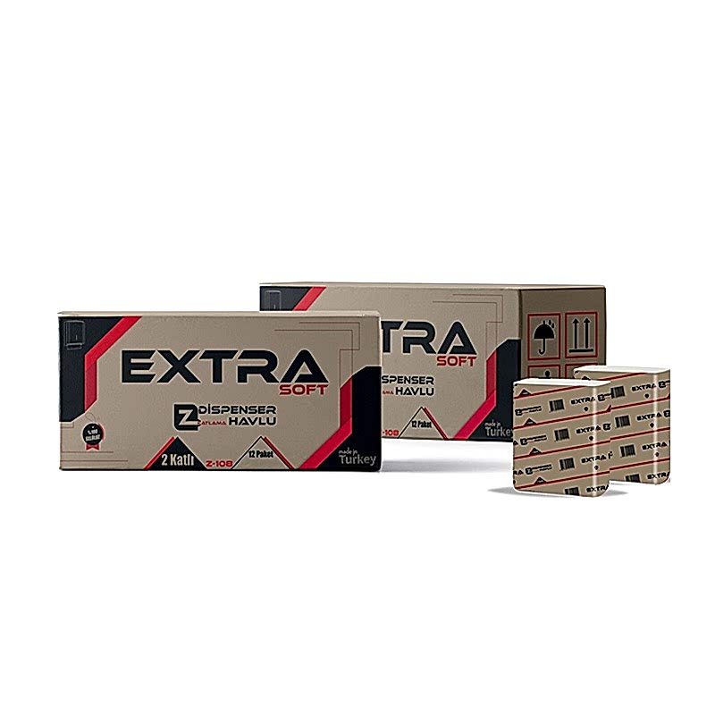 Extrasoft Z Katlı Kağıt Havlu Çift Katlı 21 x 20.5 cm 200 Yaprak - 12 Adet resmi