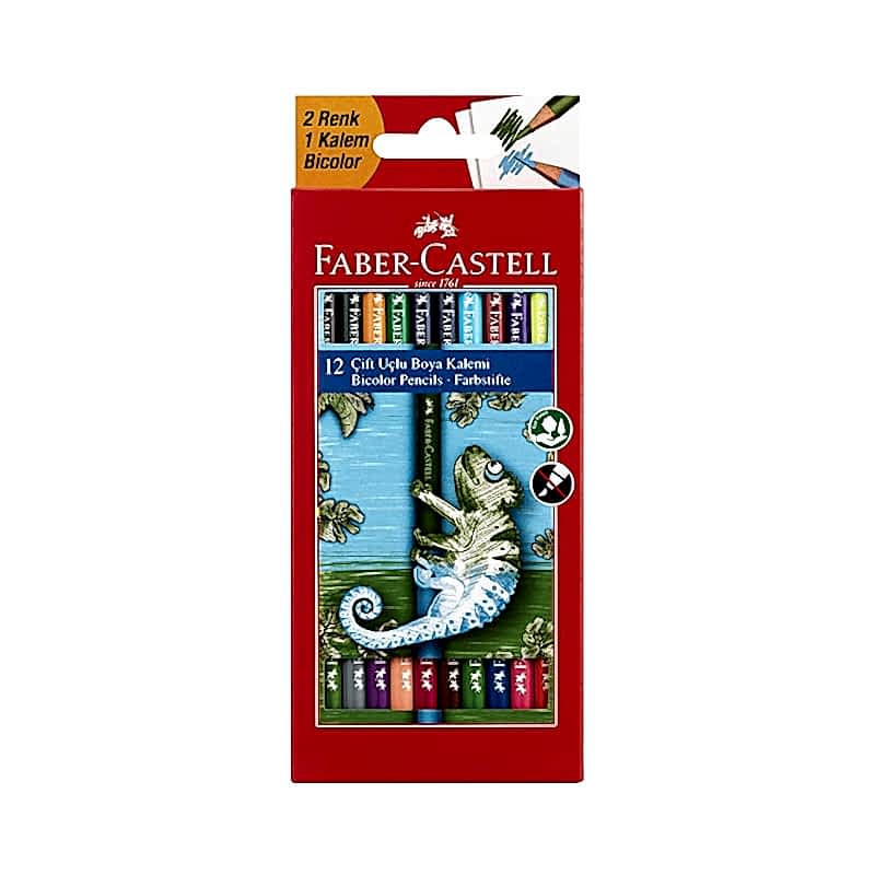 Faber Castell Kuru Boya Kalemi Yerli Çift Uçlu 12'li 24 Renk resmi