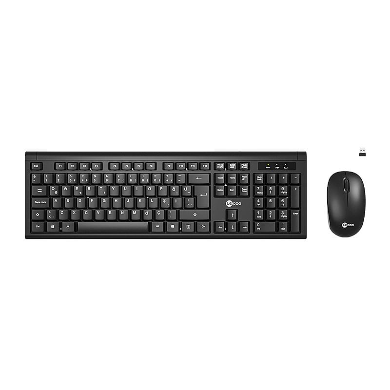 Lecoo KW200 Kablosuz Türkçe Q Klavye & Mouse Set Siyah resmi