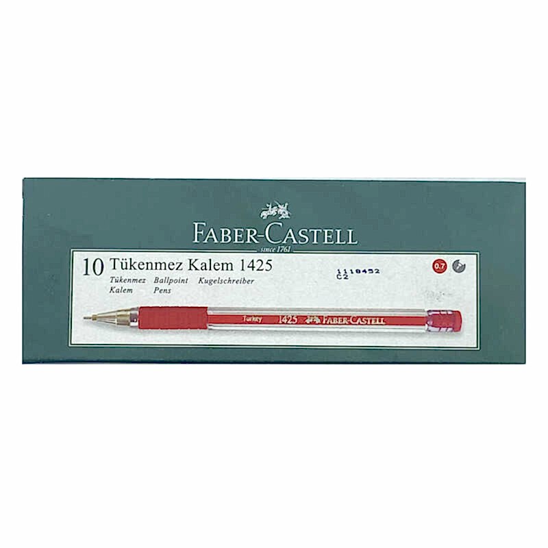 Faber Castell 1425 Tükenmez Kalem İğne Uçlu 0.7 mm 10'lu Paket - Kırmızı