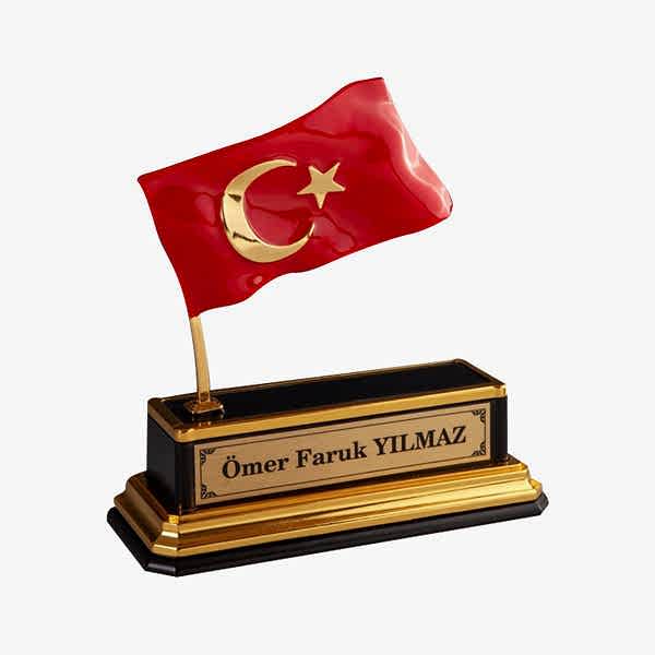 Kristal Türk Bayrağı İsimlikli 140 x 180 mm TR2906 resmi