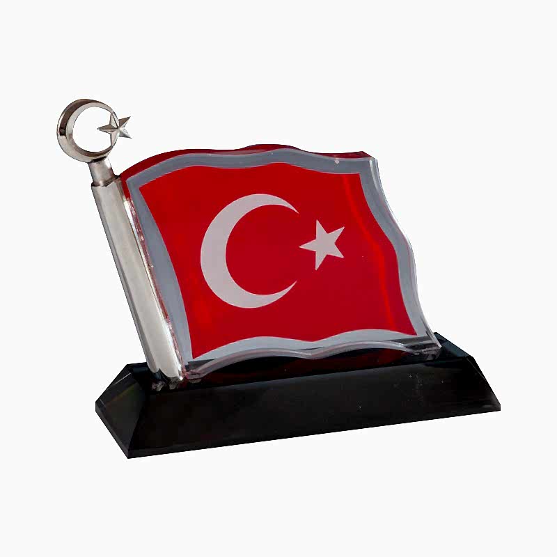 Kristal Türk Bayrağı Siyah Altlıklı 170x145 TR2910 resmi