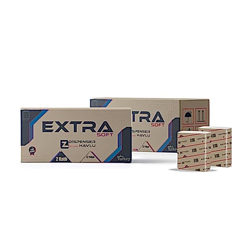 Extrasoft Z Katlı Kağıt Havlu Çift Katlı 21 x 20.5 cm 150 Yaprak - 12 Adet resmi