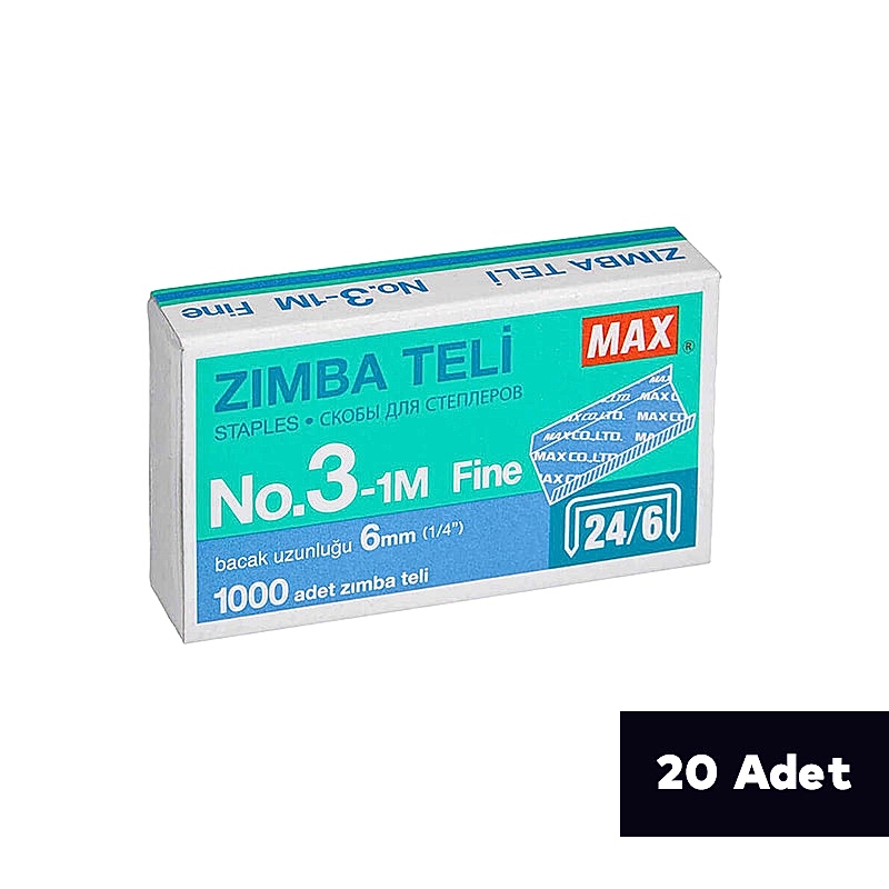 Max Zımba Teli No:24/6 1000 Adet - Beyaz (20 Adet) resmi