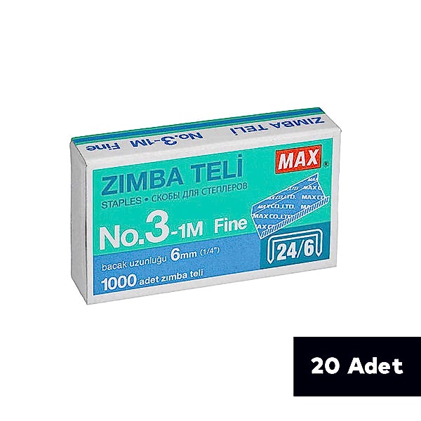Max Zımba Teli No:24/6 1000 Adet - Beyaz (20 Adet) resmi