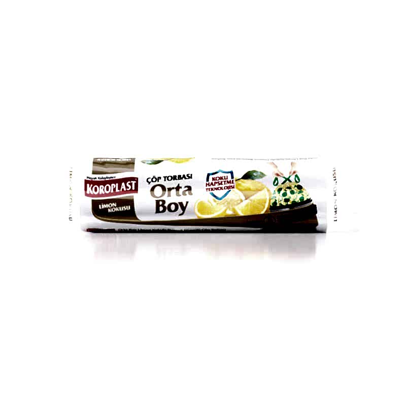 Koroplast Büzgülü Çöp Torbası Orta Boy 55 x 60 cm 20 Adet Limon Kokulu - Sarı