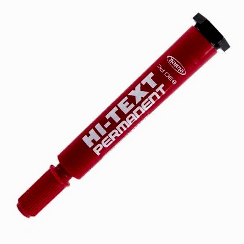 Hi-Text 830-PC Permanent Koli Kalemi Kesik Uçlu - Kırmızı