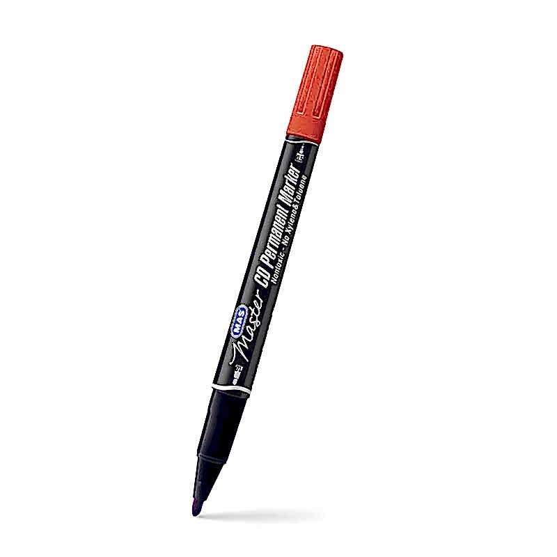 Mas 6414 Permanent Asetat CD Kalemi Çift Uçlu 0.5 & 1.0 mm - Kırmızı