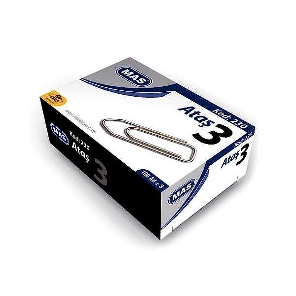 MAS 230 Ataş 28 mm No:3 100 Adet - Metalik Gri