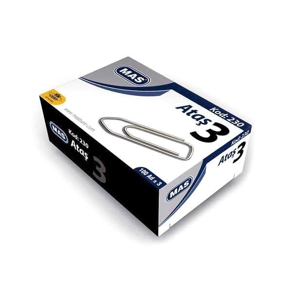 MAS 230 Ataş 28 mm No:3 100 Adet - Metalik Gri
