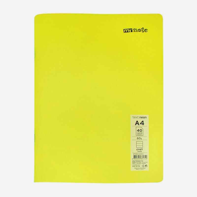 Mynote Text Neo Defter PP Kapak Tel Dikişli Çizgili A4 80 Yaprak 