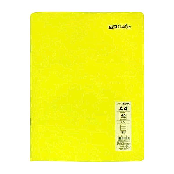 Mynote Text Neo Defter PP Kapak Tel Dikişli Çizgili A4 80 Yaprak 
