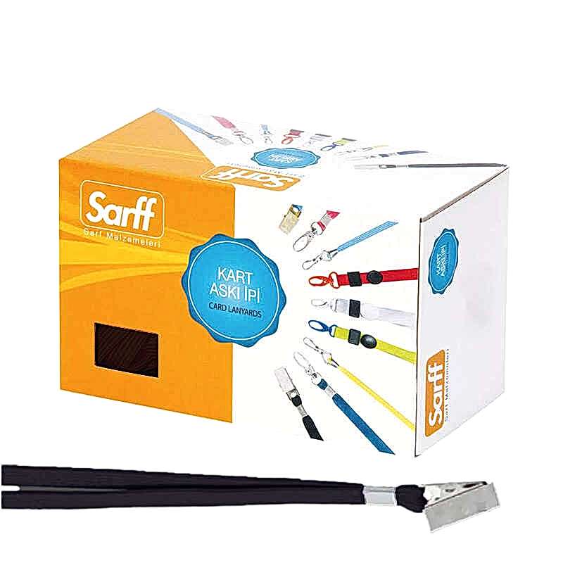 Sarff Yaka Kartı İpi Metal Klips 50'li Paket Siyah 15311201