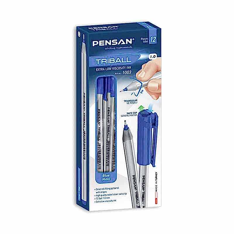 Pensan 1003 Triball Tükenmez Kalem İğne Uçlu 1.0 mm 12'li Paket - Mavi