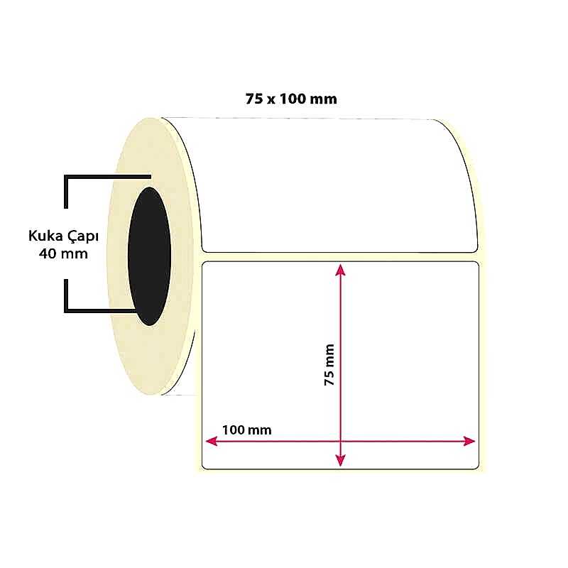 Termal Etiket 75x100 Tekli 500'lü Sarım