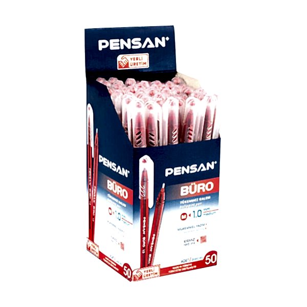 Pensan 2270 Büro Tükenmez Kalem İğne Uçlu 1.0 mm 50'li Paket - Kırmızı
