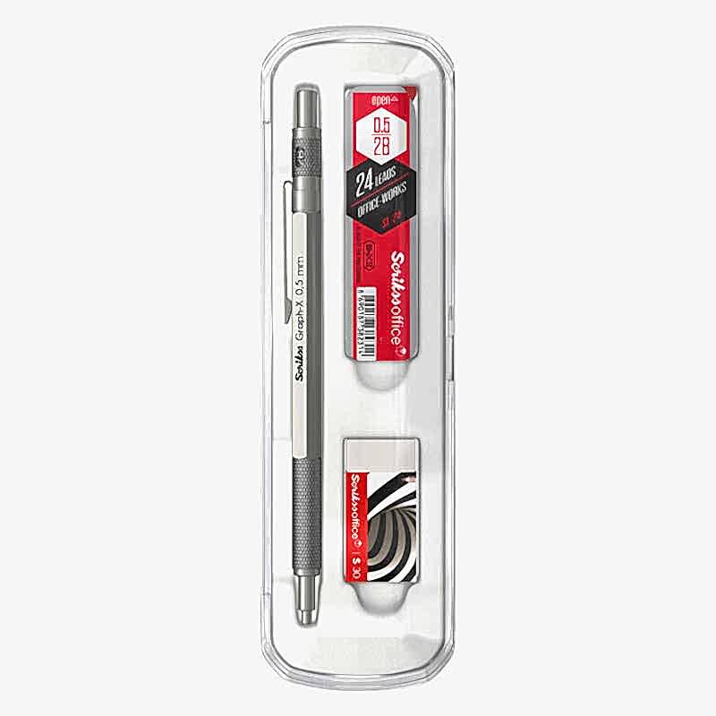 Scrikss Graph-X Versatil Uçlu Kalem Metal 0.5 mm 3'lü Set - Saten Gri