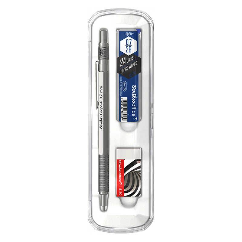 Scrikss Graph-X Versatil Uçlu Kalem Metal 0.7 mm 3'lü Set - Saten Gri