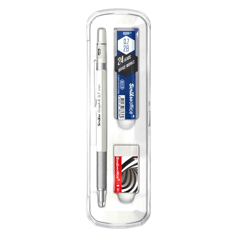 Scrikss Graph-X Versatil Uçlu Kalem Metal 0.7 mm 3'lü Set - Beyaz