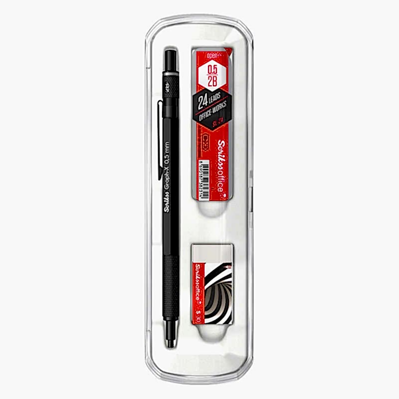 Scrikss Graph-X Versatil Uçlu Kalem Metal 0.5 mm 3'lü Set - Mat Siyah
