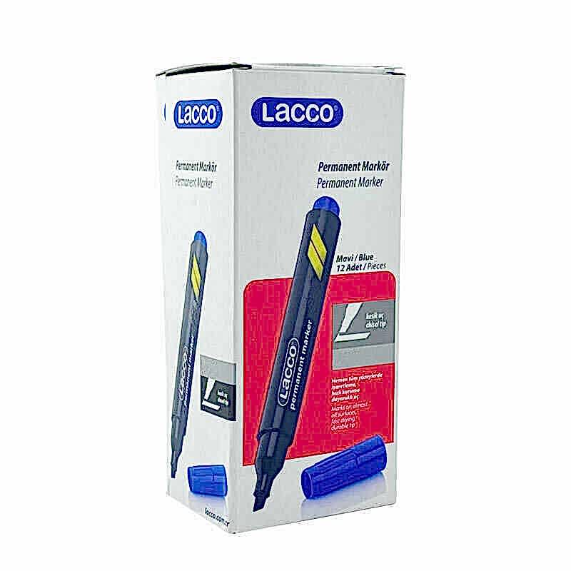Lacco 230 Permanent Koli Kalemi Yuvarlak Uç 12 Adet Mavi