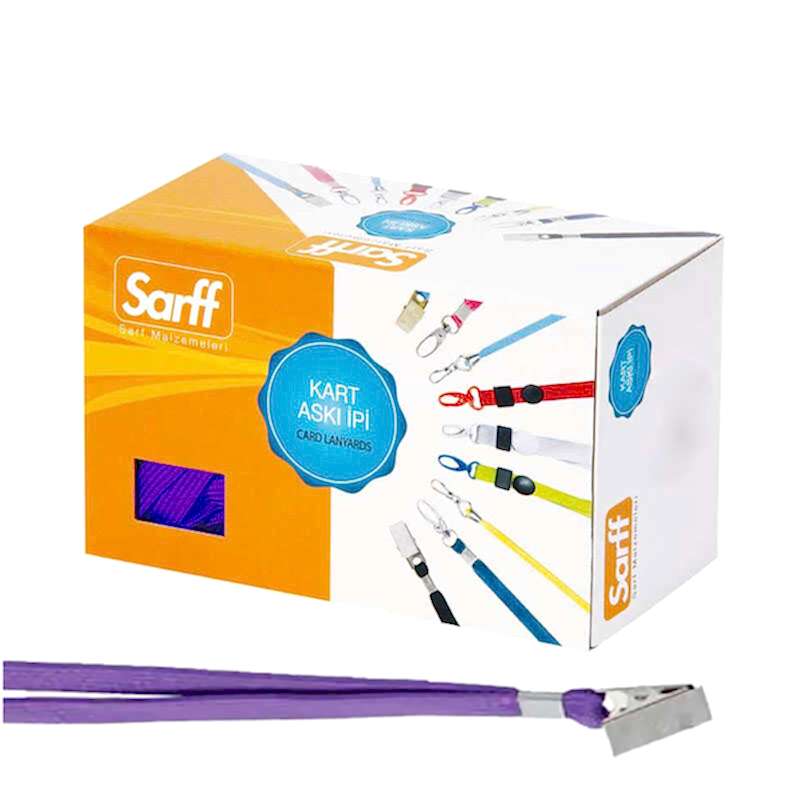 Sarff Yaka Kartı İpi Metal Klips 50'li Paket Mor 15311206