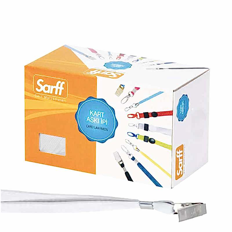 Sarff Yaka Kartı İpi Metal Klips 50'li Paket Beyaz 15311202
