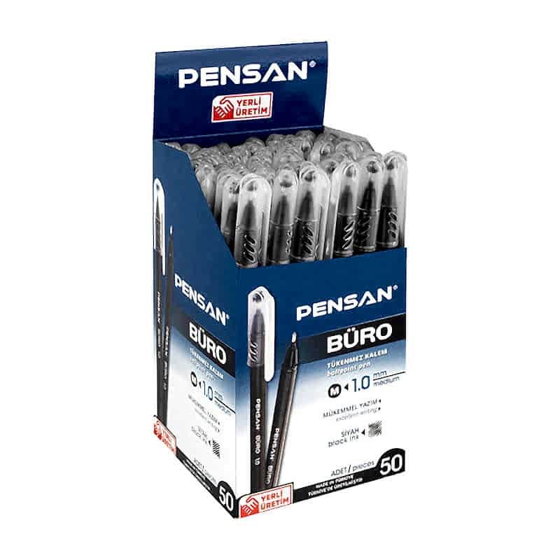 Pensan 2270 Büro Tükenmez Kalem İğne Uçlu 1.0 mm 50'li Paket - Siyah