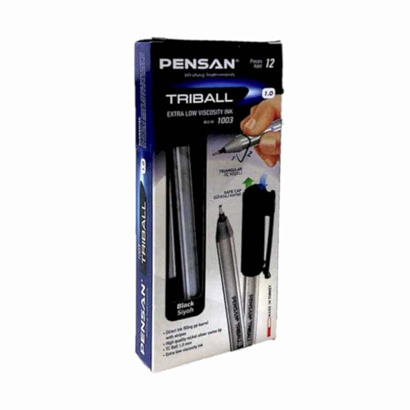 Pensan 1003 Triball Tükenmez Kalem İğne Uçlu 1.0 mm 12'li Paket - Siyah