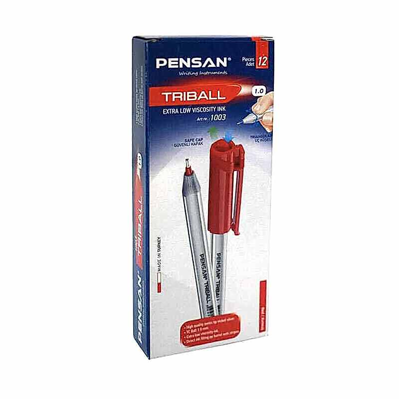 Pensan 1003 Triball Tükenmez Kalem İğne Uçlu 1.0 mm 12'li Paket - Kırmızı