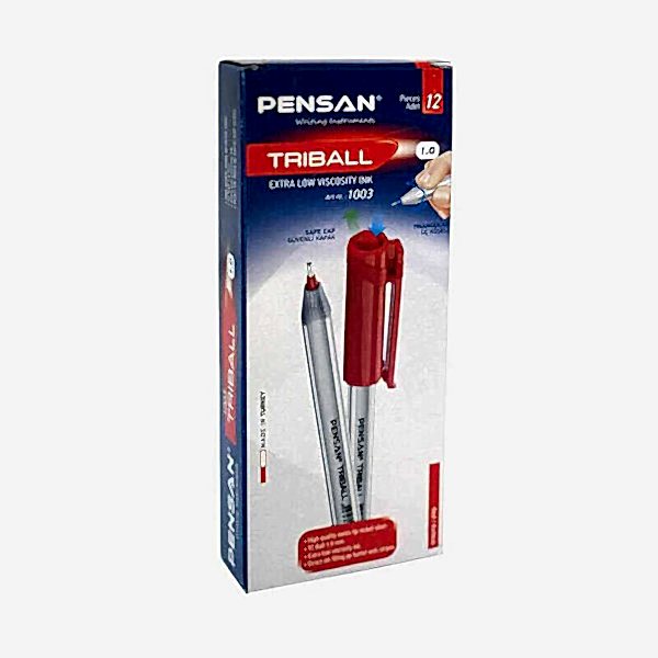 Pensan 1003 Triball Tükenmez Kalem İğne Uçlu 1.0 mm 12'li Paket - Kırmızı