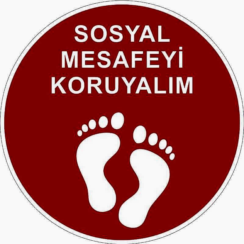 Sosyal Mesafeyi Koruyalım Yer Etiketi Kırmızı 30 cm U21074