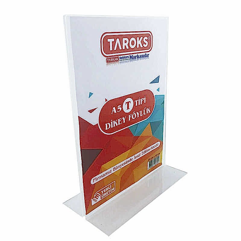 Taroks Föylük A5 Dikey T Tipi Çift Taraflı Pleksi