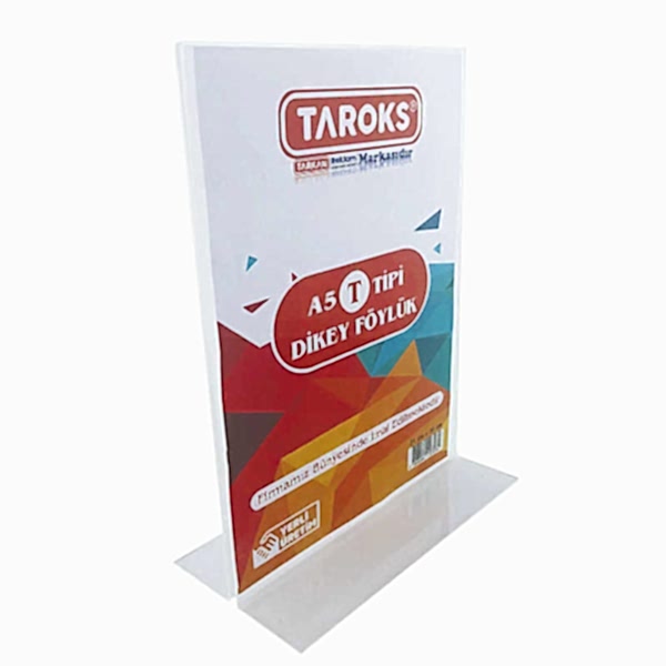Taroks Föylük A5 Dikey T Tipi Çift Taraflı Pleksi
