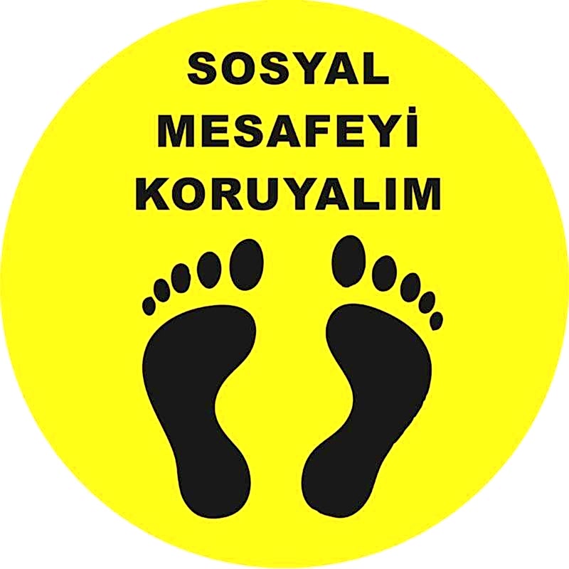 Sosyal Mesafeyi Koruyalım Ayak İzi Yer Etiketi Sarı 30 cm U21085